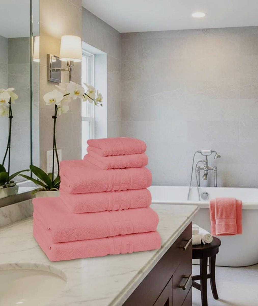 🔥Set prosoape premium 6 Bucati  Bumbac 100% absorbante super calitative coral 500-550 GSM🔥 2 Buc 30×50cm 2 Buc 50×90cm 2 Buc 70×130cm
