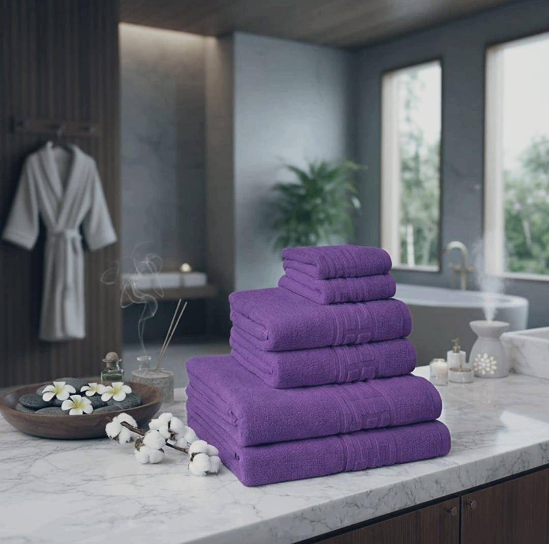 🔥Set prosoape premium 6 Bucati  Bumbac 100% absorbante super calitative Mov 500-550 GSM🔥 2 Buc 30×50cm 2 Buc 50×90cm 2 Buc 70×130cm
