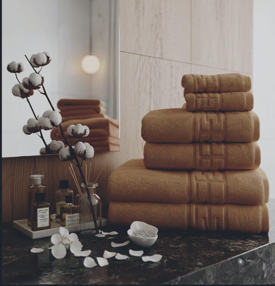 🔥Set prosoape premium 6 Bucati  Bumbac 100% absorbante super calitative bej 500-550 GSM🔥 2 Buc 30×50cm 2 Buc 50×90cm 2 Buc 70×130cm