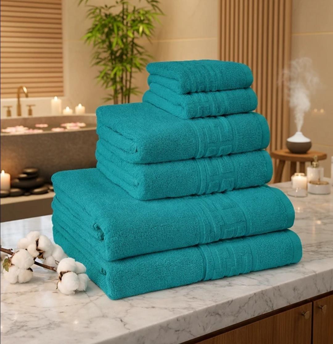 🔥Set prosoape premium 6 Bucati  Bumbac 100% absorbante super calitative verde 500-550 GSM🔥 2 Buc 30×50cm 2 Buc 50×90cm 2 Buc 70×130cm