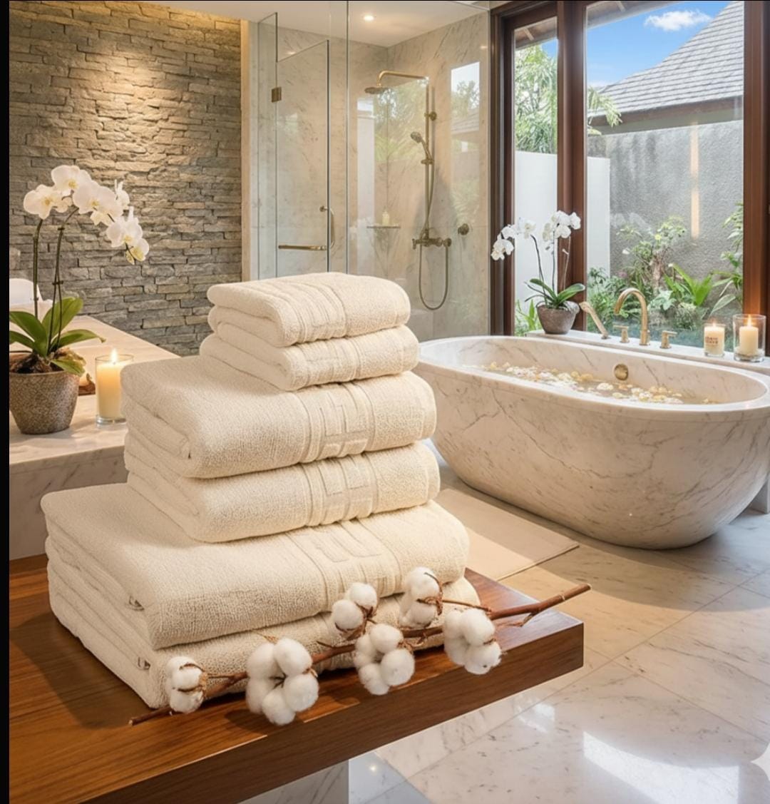 🔥Set prosoape premium 6 Bucati  Bumbac 100% absorbante super calitative crem 500-550 GSM🔥 2 Buc 30×50cm 2 Buc 50×90cm 2 Buc 70×130cm