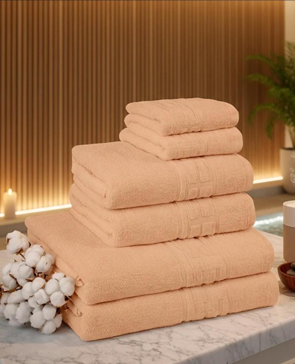 🔥Set prosoape premium 6 Bucati  Bumbac 100% absorbante super calitative piersică 500-550 GSM🔥 2 Buc 30×50cm 2 Buc 50×90cm 2 Buc 70×130cm