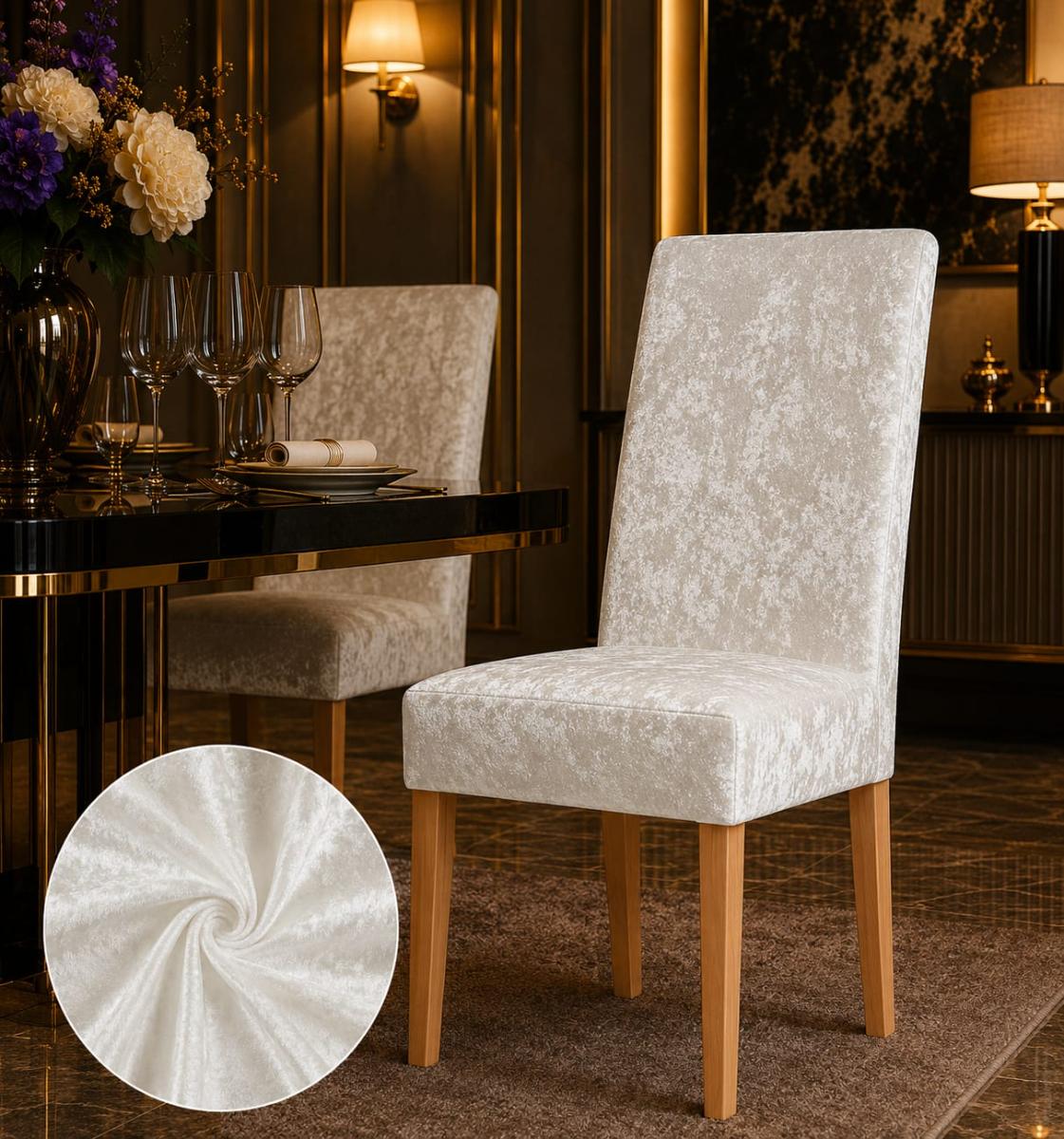 🔥Huse elegant premium super calitative 6 in set pentru oricare scaune fiind rotunde sau patrate material catefia catefiliat alb🔥