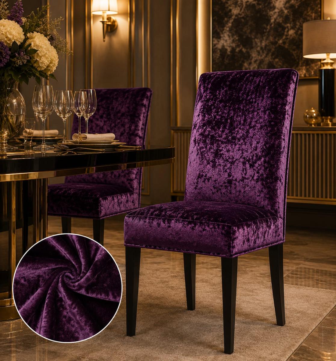 🔥Huse elegant premium super calitative 6 in set pentru oricare scaune fiind rotunde sau patrate material catefia catefiliat mov inchis🔥