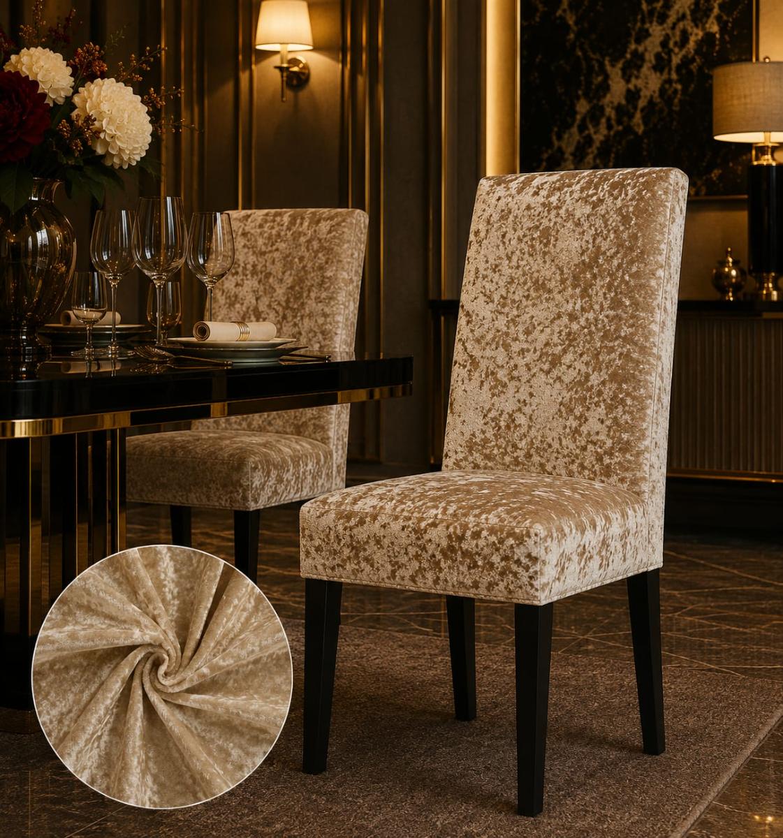 🔥Huse elegant premium super calitative 6 in set pentru oricare scaune fiind rotunde sau patrate material catefia catefiliat bej deschis🔥