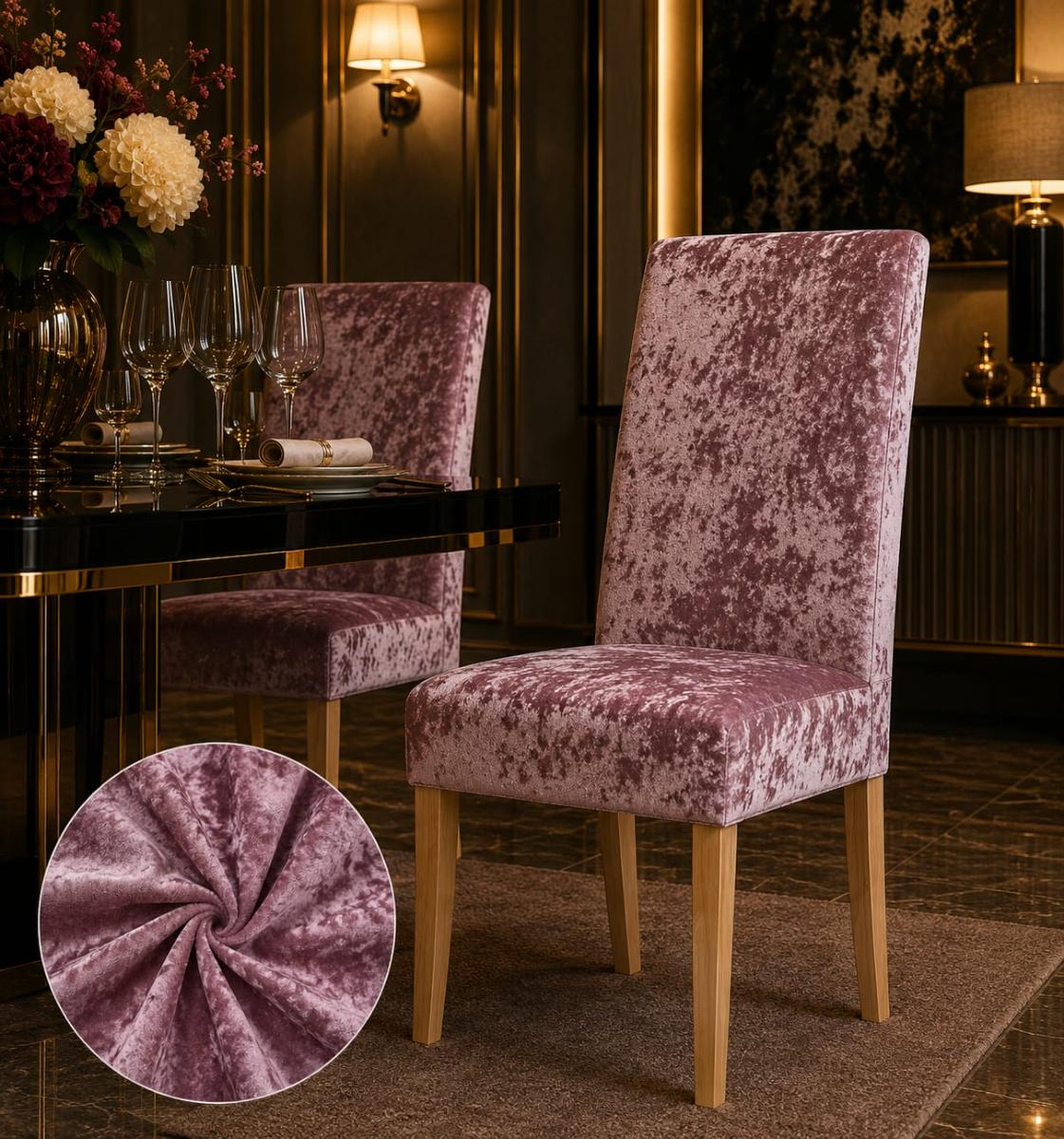 🔥Huse elegant premium super calitative 6 in set pentru oricare scaune fiind rotunde sau patrate material catefia catefiliat roz deschis🔥