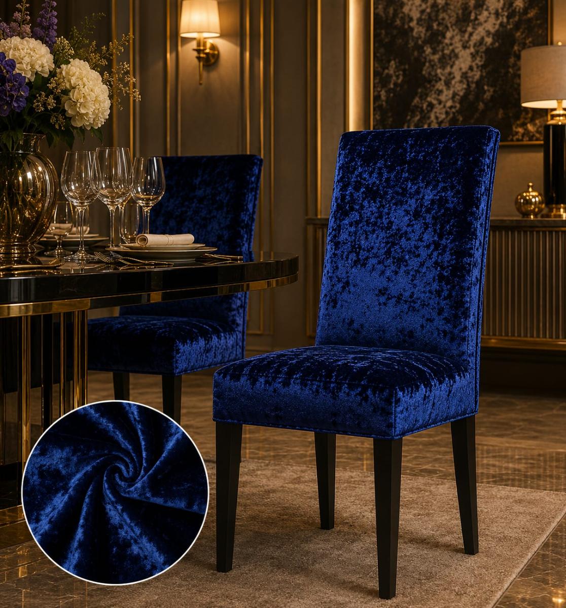 🔥Huse elegant premium super calitative 6 in set pentru oricare scaune fiind rotunde sau patrate material catefia catefiliat bleumarin🔥