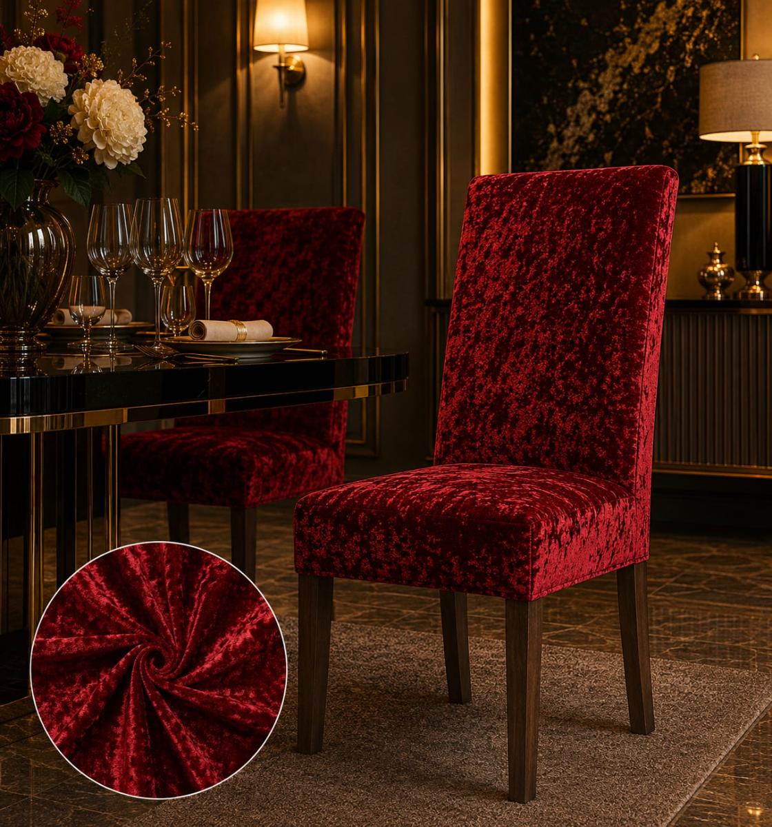 🔥Huse elegant premium super calitative 6 in set pentru oricare scaune fiind rotunde sau patrate material catefia catefiliat roșu🔥