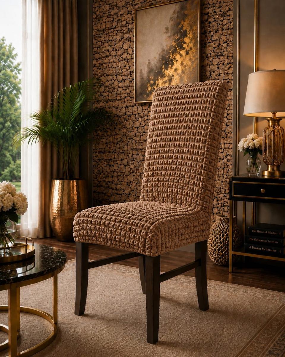 🔥Huse 6 in set premium pentru scaune rotunde şi pătrate material creponat cu elastic se aşezează foarte bine pe scaune cu preț super oferta cappuccino🔥