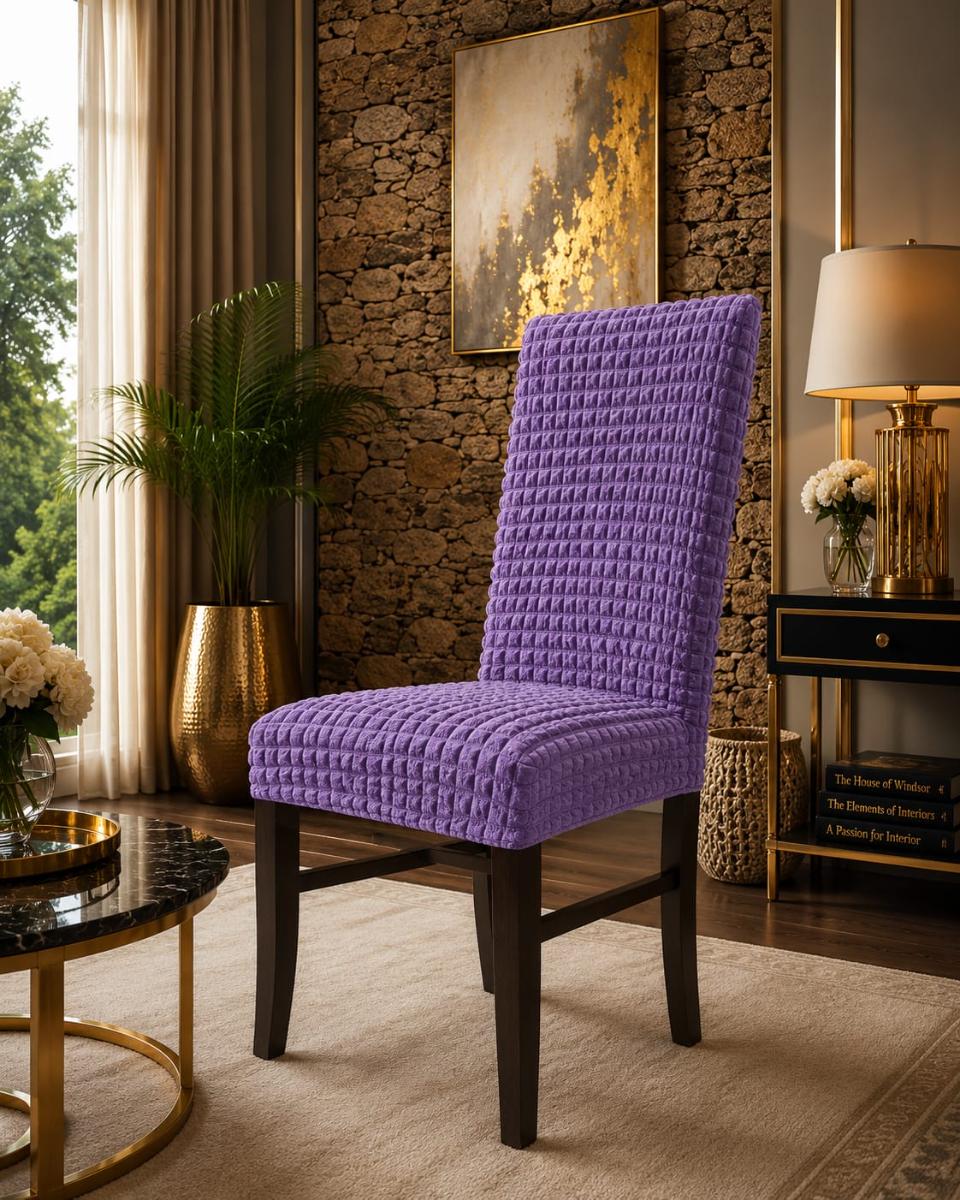 🔥Huse 6 in set premium pentru scaune rotunde şi pătrate material creponat cu elastic se aşezează foarte bine pe scaune cu preț super oferta lila🔥