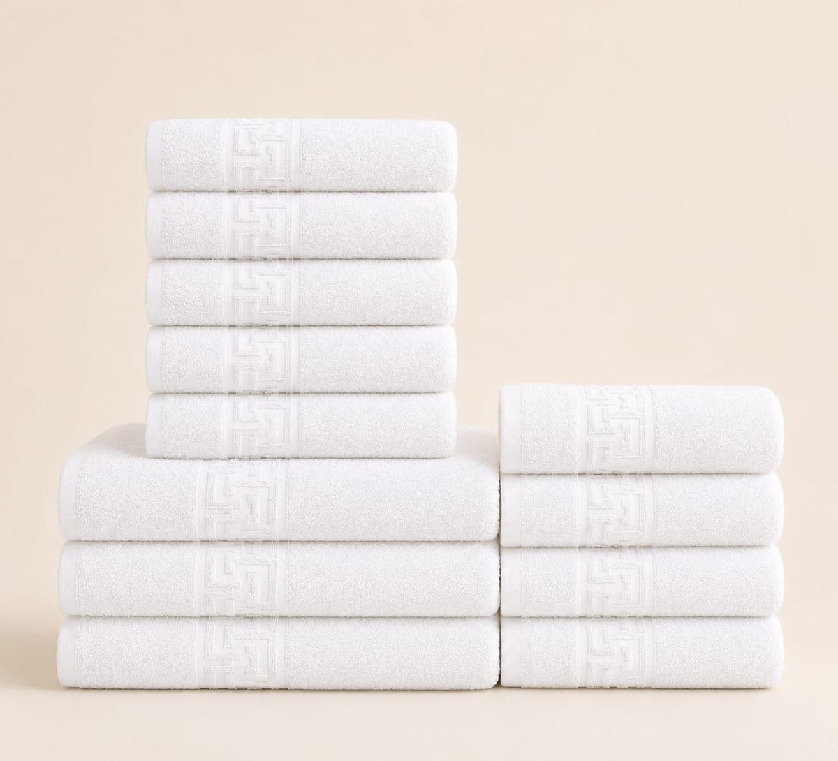 🔥Set prosoape premium 12 bucati bumbac 100% absorbante super calitative 500-550 GSM 5 Buc 30×50cm 4 Buc 50×90cm 3 Buc 70×130cm alb🔥