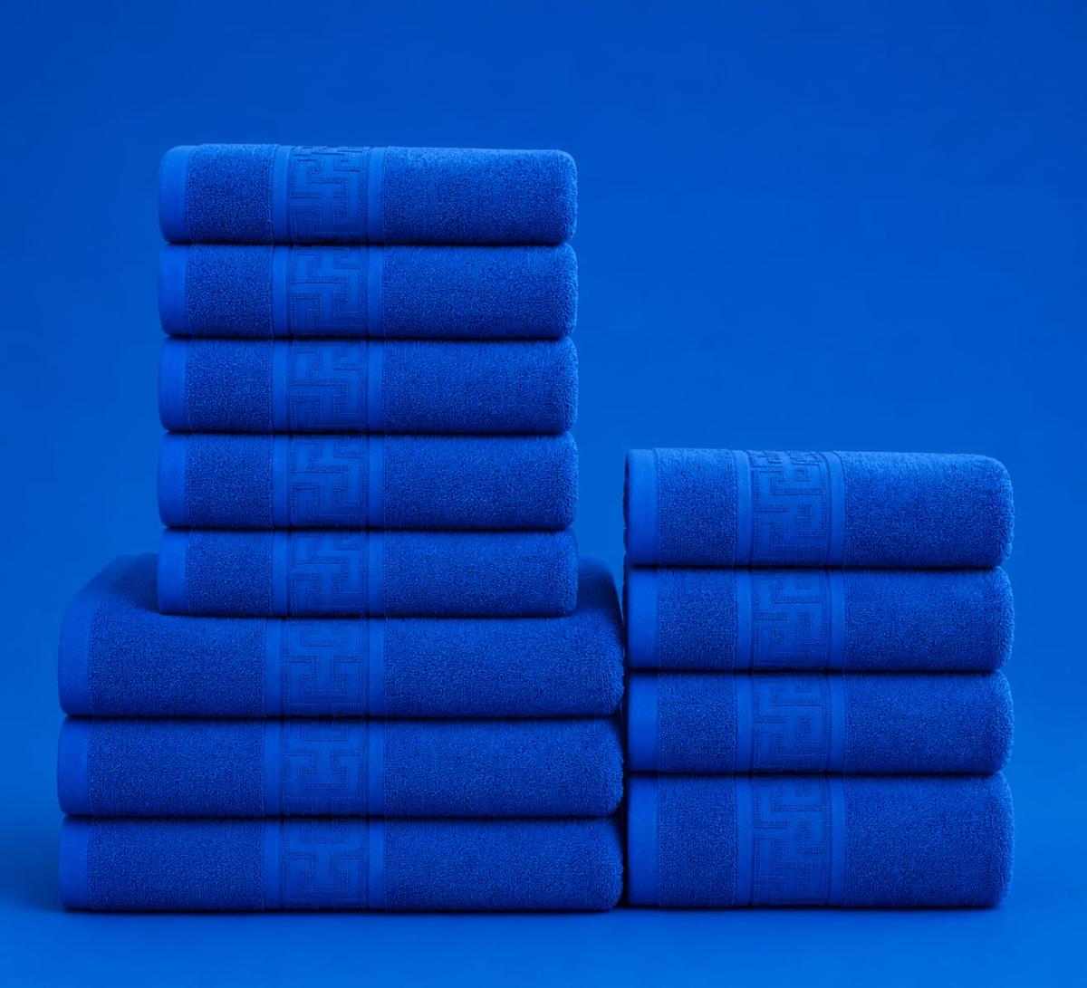 🔥Set prosoape premium 12 bucati bumbac 100% absorbante super calitative 500-550 GSM 5 Buc 30×50cm 4 Buc 50×90cm 3 Buc 70×130cm albastru🔥