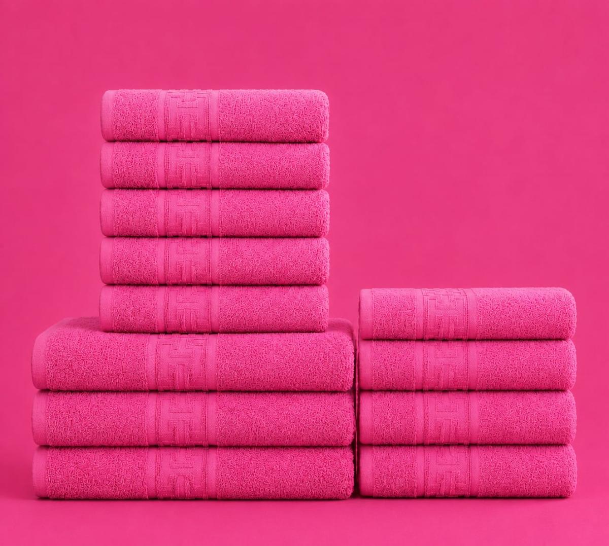 🔥Set prosoape premium 12 bucati bumbac 100% absorbante super calitative 500-550 GSM 5 Buc 30×50cm 4 Buc 50×90cm 3 Buc 70×130cm roz🔥