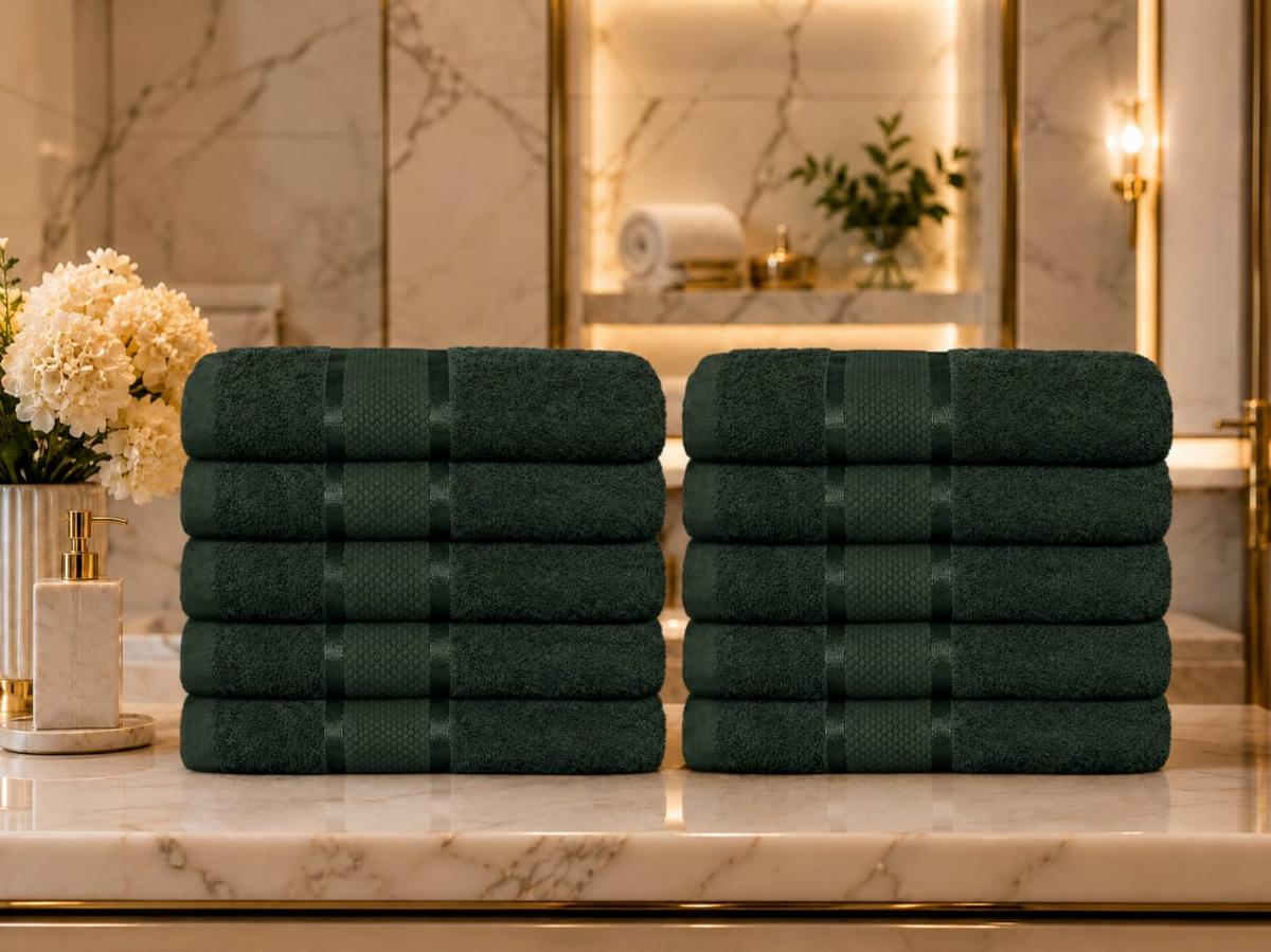 Set Premium Prosoape Absorbante 10 Bucaţi Bumbac 100% 420 GSM 50×90 CM Verde petrol