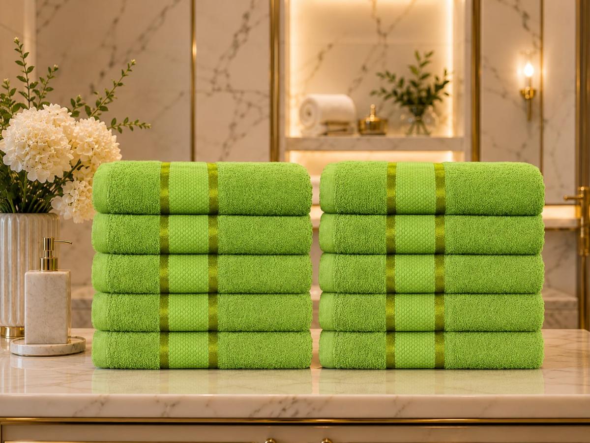 Set Premium Prosoape Absorbante 10 Bucaţi Bumbac 100% 420 GSM 50×90 CM Verde papagal