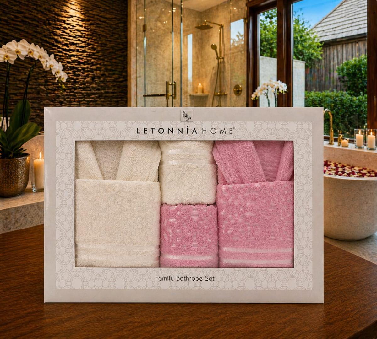 Set Premium Răsfaț In Familie 6 Piece Baie 2 Buc Prosop Baie 70×130CM 2 Buc Prosop Fața 50×90CM 2 Buc Halate Bumbac 100% Marimi Universal Set 9